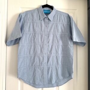 Ol' Paint Retro Western Shirt Textured Cotton‎ Light Blue Button Up Women's M